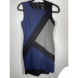 WHBM Winter Lined Midi Fitted Career Work Dress Sleeveless Grey Black Navy  2